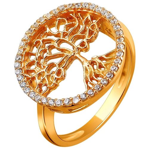 фото Эстет кольцо с 42 фианитами из серебра с позолотой 01к1511730а, размер 18.5