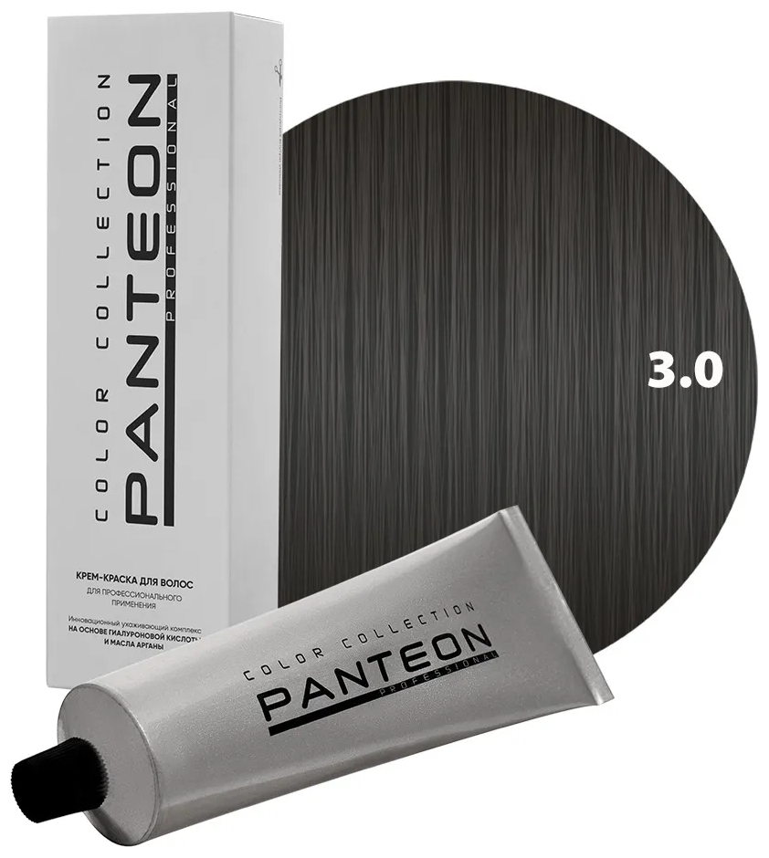 Panteon Color Collection Стойкая крем-краска для волос для профессионального применения, 3.0 темный шатен