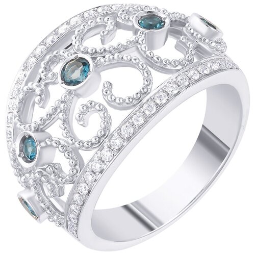 фото Jv кольцо из золота с бриллиантами и топазами r36376-lt-wg, размер 17