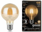 Светодиодная лампа Gauss LED Filament G95 E27 6W Golden 2400K