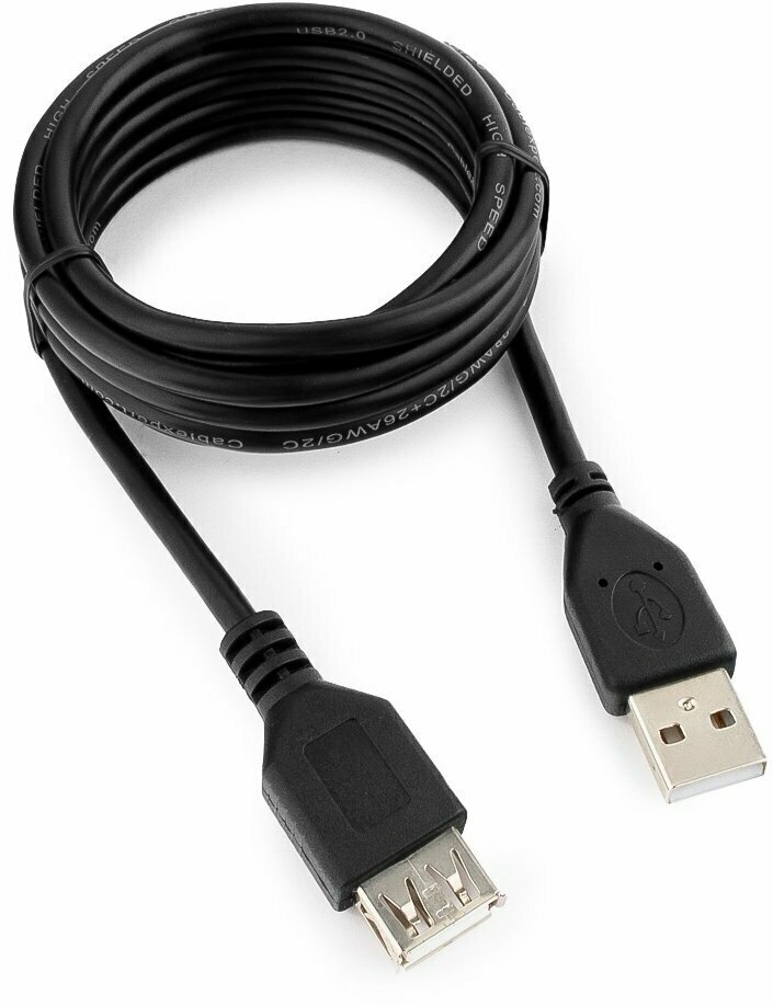 Набор из 3 штук Кабель удлинитель USB2.0 Pro Cablexpert CCP-USB2-AMAF-6, AM/AF, 1,8 м, экран, черный