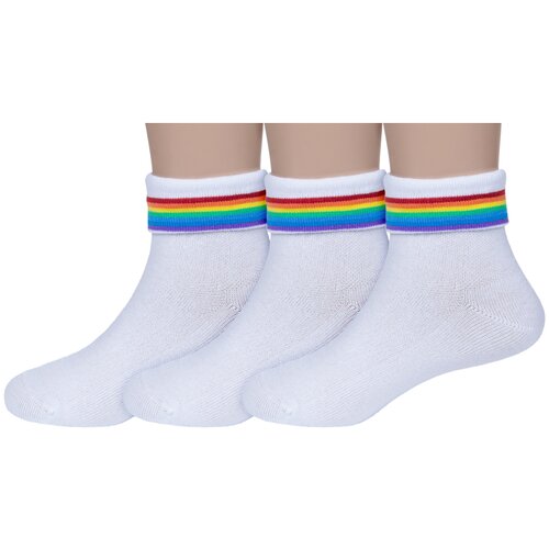 фото Комплект из 3 пар детских носков носкофф (алсу) рис. 2565, белые, размер 12-14