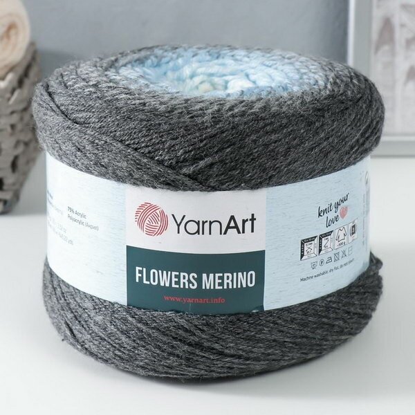 Пряжа "Flowers Merino" 75% акрил, 25% шерсть 590м/225г