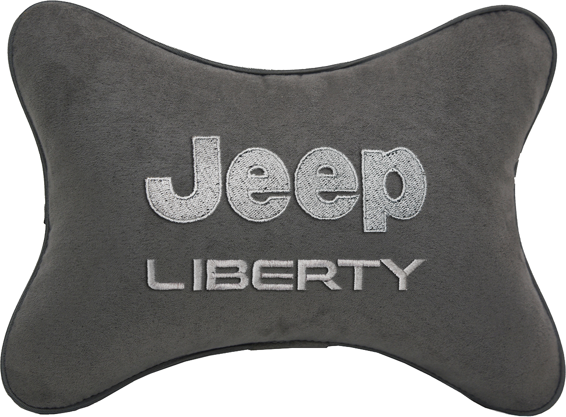 Подушка на подголовник алькантара D.Grey с логотипом автомобиля JEEP Liberty