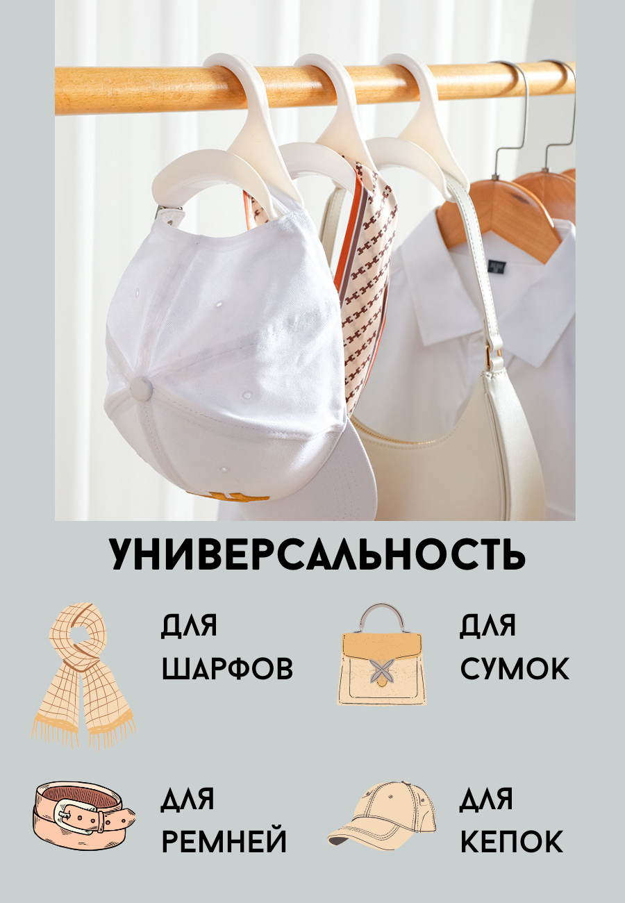 Вешалка для сумок, кепок и аксессуаров серая - фотография № 4