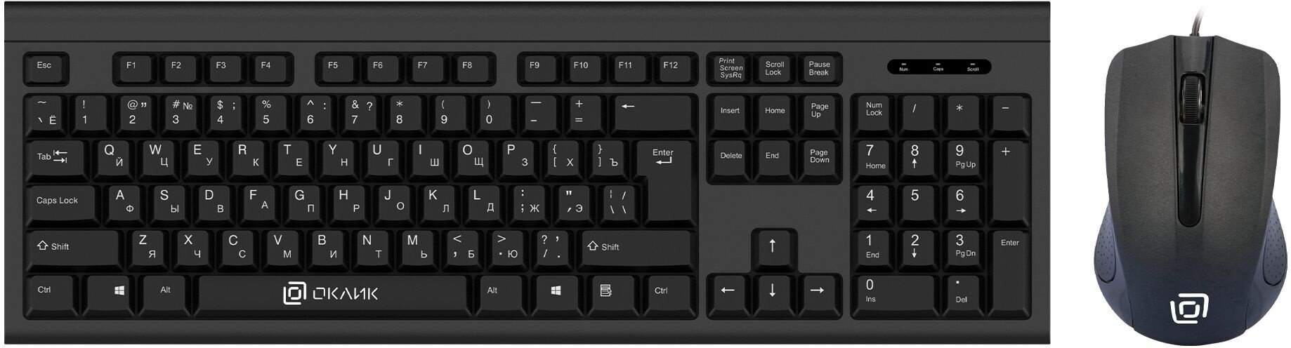 Клавиатура + мышь Оклик 600M, черный