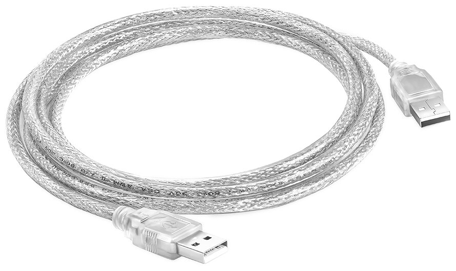 Кабель Greenconnect USB 2.0 AM/AM, прозрачный, 28/28 AWG, экран, армированный, морозостойкий, 0.5m GCR-UM3M-BB2S-0.5m (GCR-UM3M-BB2S-0.5m)