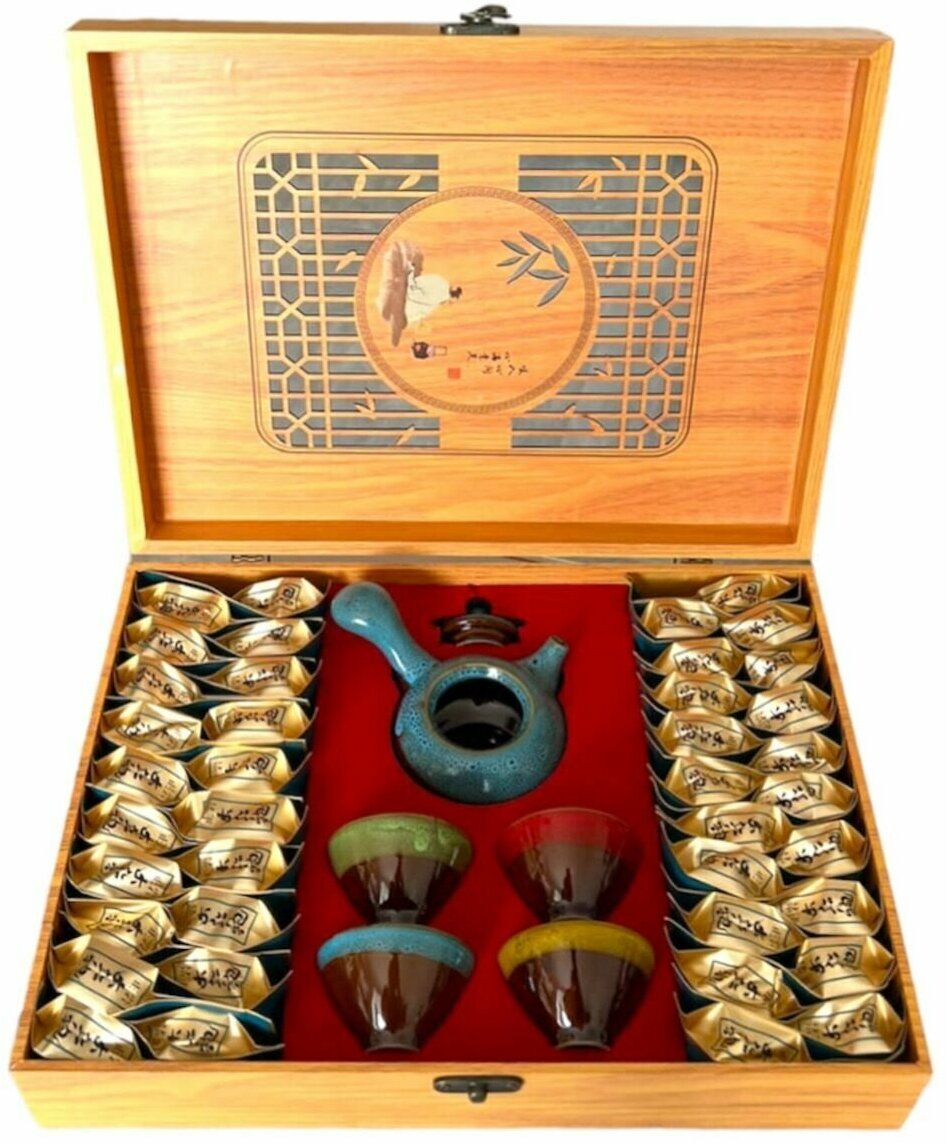 фото Набор чая Да Хун Пао подарочный с чайником и пиалами для китайской чайной церемонии