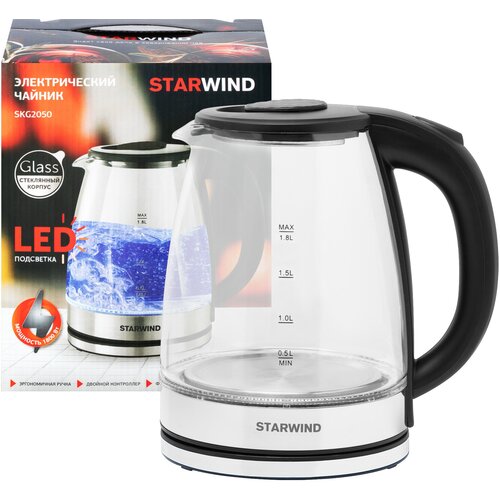 Чайник STARWIND SKG2050, черный/серебристый чайник starwind sks4210 серебристый