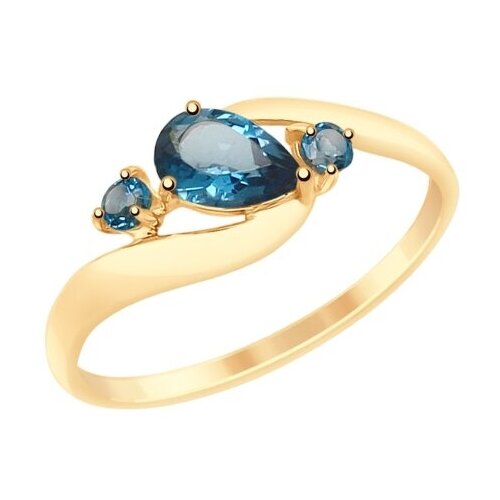 фото Золотое кольцо sokolov 715081 с лондон топазом diamant-online