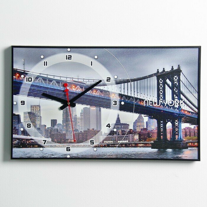 Часы настенные, серия-Город "Бруклинский Мост", 57x35x4 см,