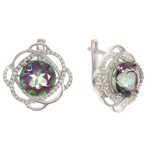 Серьги Balex, серебро, 925 проба, родирование, фианит, кварц