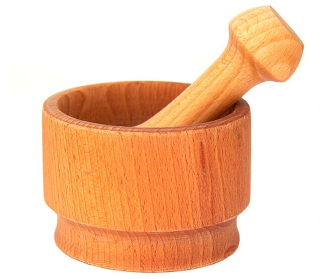 фото Ступка с пестиком из дерева 8 х 6 см