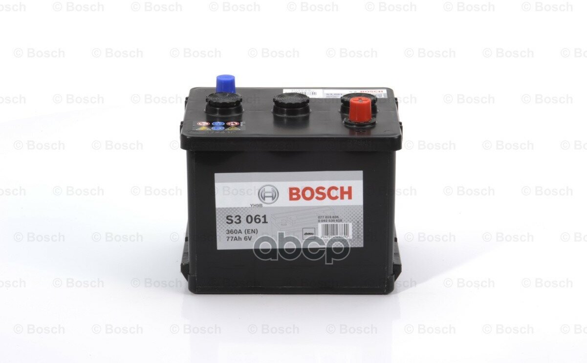 Аккумулятор Bosch S3 6V 77Ah 360A Etn 0(R+) 216X170x191mm 11.9Kg Bosch арт. 0092S30610