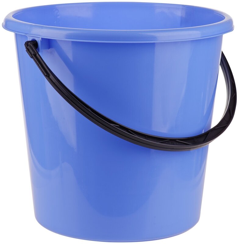 Ведро пластиковое 12 л круглое голубое / ведра хозяйственные OfficeClean с мерной шкалой для уборки дома