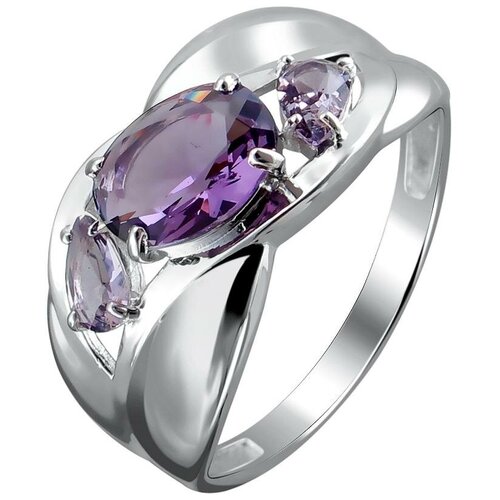 фото Эстет кольцо с 3 кристаллами swarovski из серебра н12к253973, размер 18.5