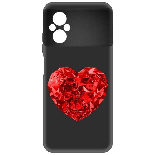 Чехол-накладка Krutoff Soft Case Рубиновое сердце для Xiaomi Poco M5 черный чехол накладка krutoff soft case рубиновое сердце для xiaomi 13t pro черный