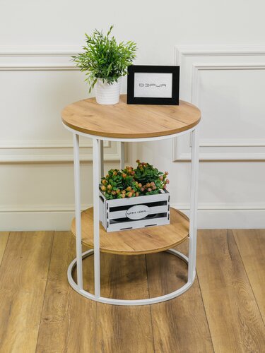 Изображение товара Круглый столик в прихожую, на балкон, придиванный для книг на металлической ножке, ЛДСП 50х50х65