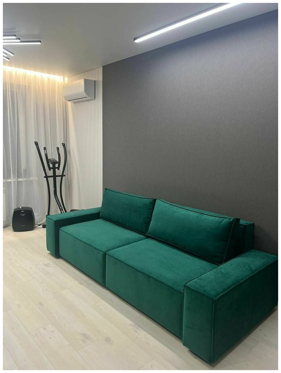 Диван кровать, зеленый, прямой, еврокнижка, 250х105х80 см, mebelroom