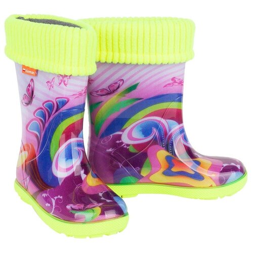 фото Резиновые сапоги demar размер 26/27, розовый/желтый