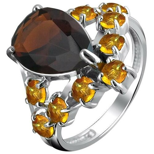 фото Эстет кольцо с кварцами из серебра с19к25055-4-9, размер 18