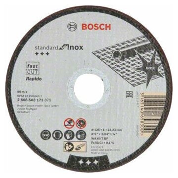 Диск отрезной по нержавеющей стали Standard 125x1х22.2 мм Bosch 2608603171