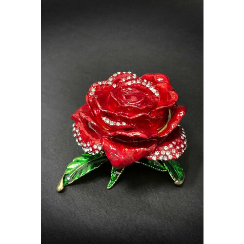 Металлическая шкатулка со стразами - Роза большая