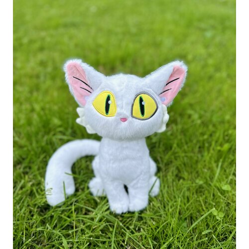Мягкая игрушка котик, кот, с большими глазами, белый 30 см