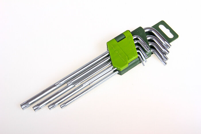 Набор длинных ключей Дело Техники (crv, TORX, 9 шт, с отверстием, вес 0.46 кг, г-образные) - фото №18