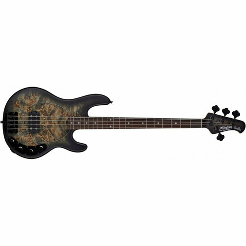 STERLING RAY34PB-TBKS-R2 бас-гитара StingRay with Poplar Burl Top in Trans Black бас гитара sterling stingray trans black