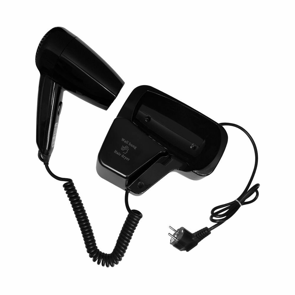 Настенный фен для волос Meyvel с держтелем черный MF4-1300 (Black) - фотография № 2