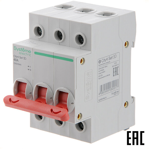 Выключатель-разъединитель City9 C9S16340 3 полюса 40А 400В на DIN-рейку Systeme Electric
