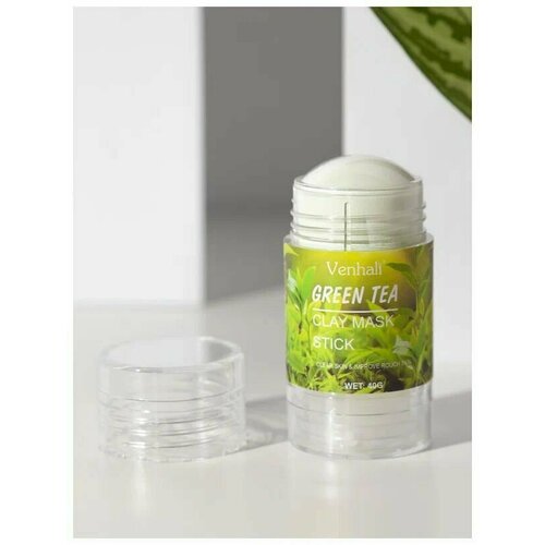 Venhali Глиняная маска стик для глубокого очищения и сужения пор с экстрактом зеленого чая