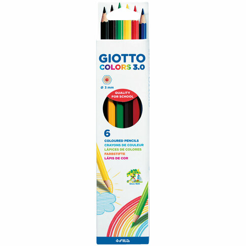 фото Карандаши цветные giotto "colors" 06цв, заточен, картон, европодвес fila