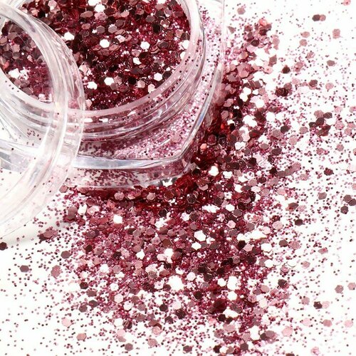 Блёстки для декора, крупные/мелкие, цвет розовый, 4 штуки