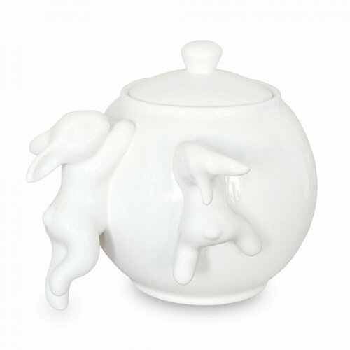 Сахарница с крышкой, 1 л, фарфор, белый P013 Воришки