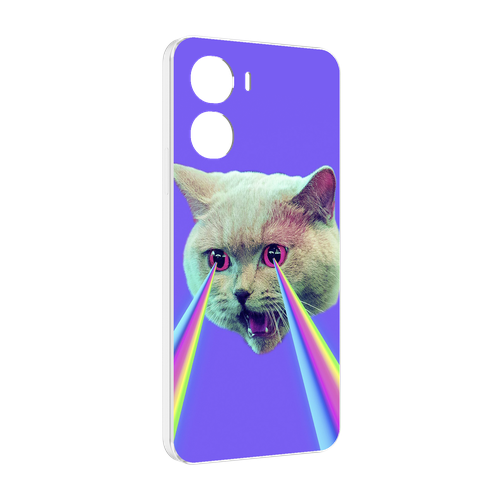 Чехол MyPads кот с радугой в глазах для Vivo Y56 5G задняя-панель-накладка-бампер