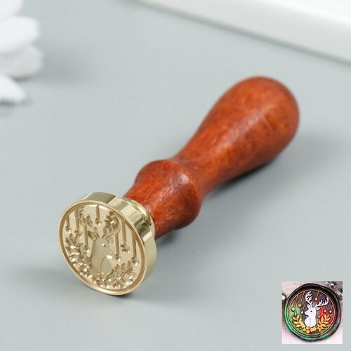 Печать для сургуча с деревянной ручкой Рождественский олень 9х25х25 см 1258₽