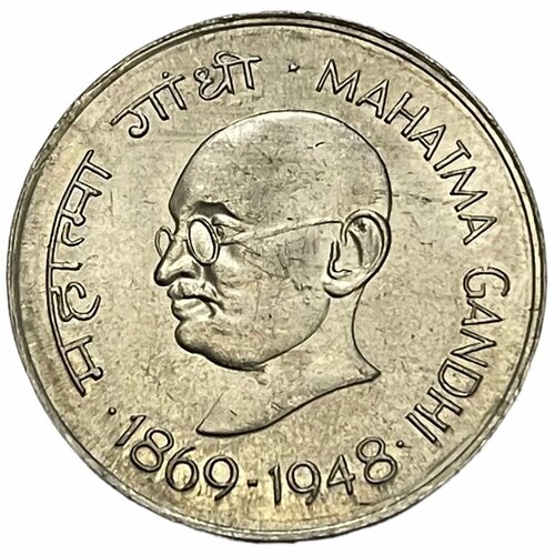 Индия 1 рупия 1969 г. (100 лет со дня рождения Махатмы Ганди) (Калькутта) индия 1 рупия 2002 г 100 лет со дня рождения джаяпракаша нараяна мумбаи 2