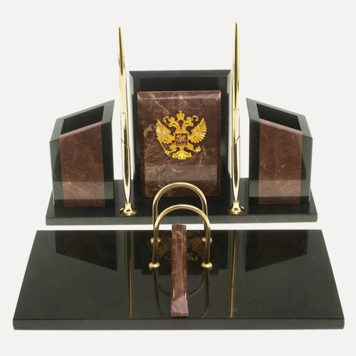 Изображение товара Письменный набор "Канцелярский" с гербом камень лемезит 124049