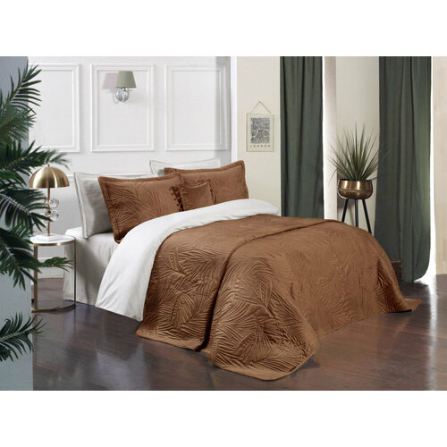 Комплект (покрывало, наволочка, подушка) Clara v7 Karna (коричневый), 250x260
