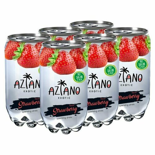 Газированный напиток Aziano со вкусом клубники (Китай), 350 мл (6 шт)