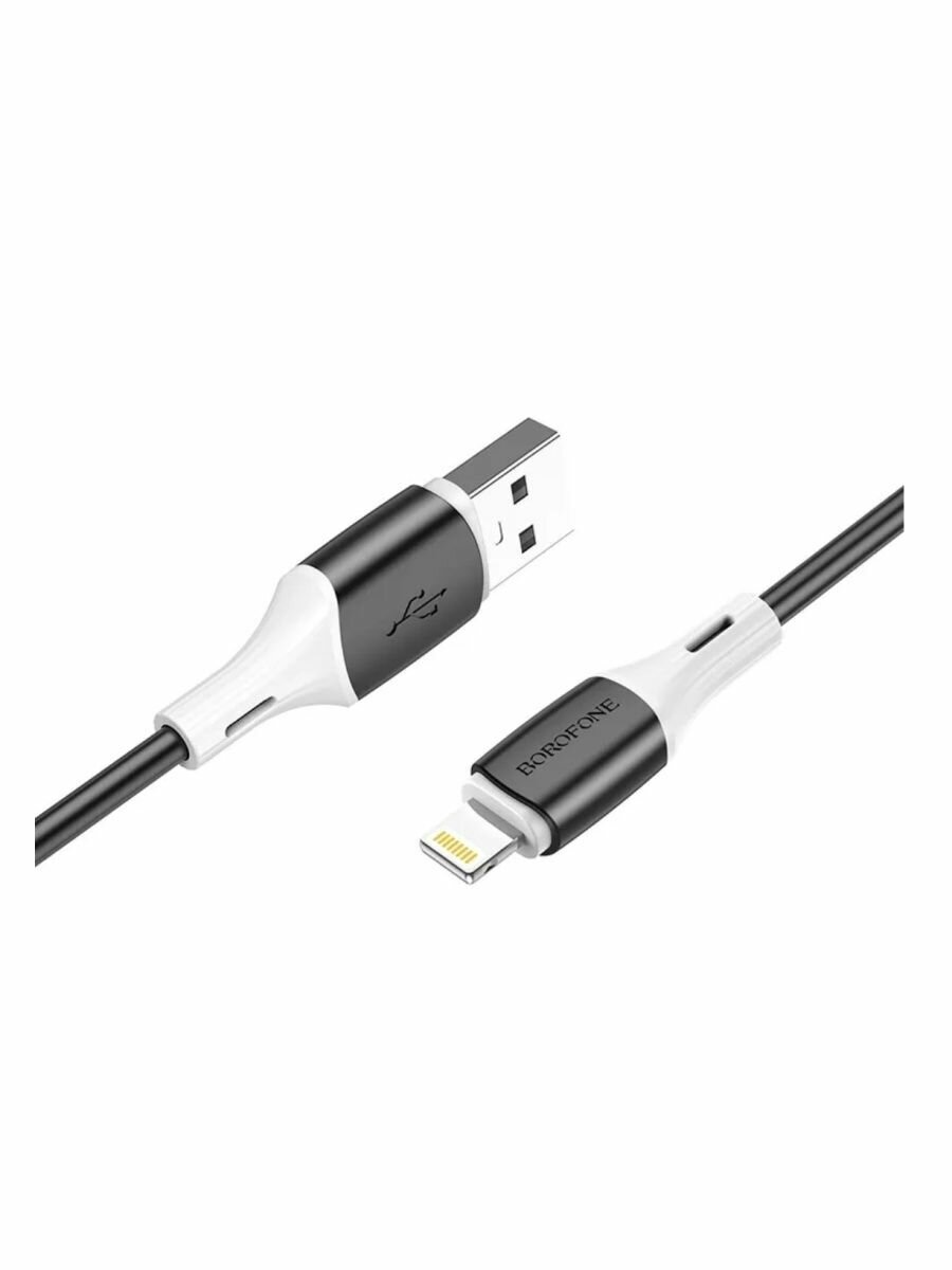 Кабель USB - Lightning BOROFONE BX79 / 1м / 2.4A / усиленная силикагелевая оболочка / черный+белый