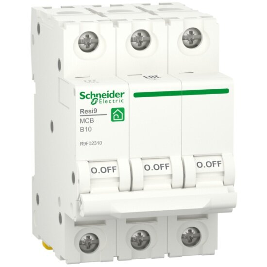 Автоматический выключатель SYSTEME ELECTRIC (SCHNEIDER ELECTRIC) SCHNEIDER ELECTRIC RESI9 (АВ) B 10А 3P 6000A R9F02310