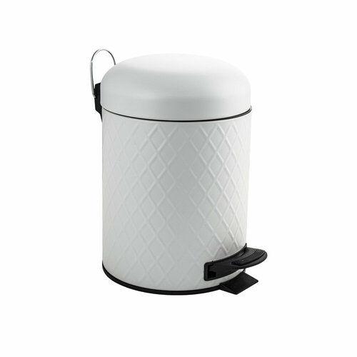 Мусорное ведро для мусора (бак, урна для мусора) с педалью и крышкой, 5 литров, белое санакс 1505