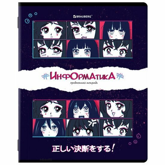 Тетрадь предметная Brauberg ANIME 48 л, глянцевый УФ-лак, информатика, клетка, , 404538