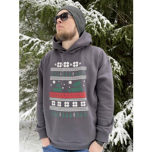 фото Худи новогоднее худи mini cooper, размер 56, красный, белый notnormal shop