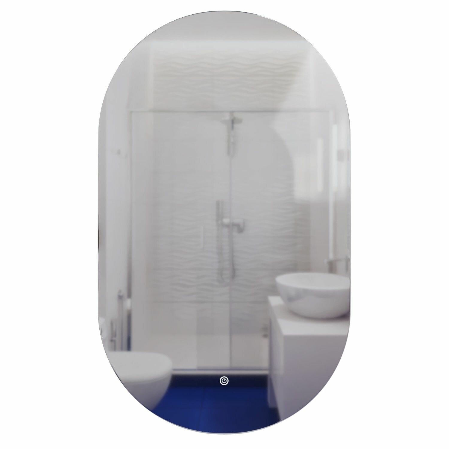 фото Овальное зеркало в ванную и прихожую с LED подсветкой «Alone Arco» Большое гримерное зеркало на стену с сенсорной регулировкой интенсивности подсветки