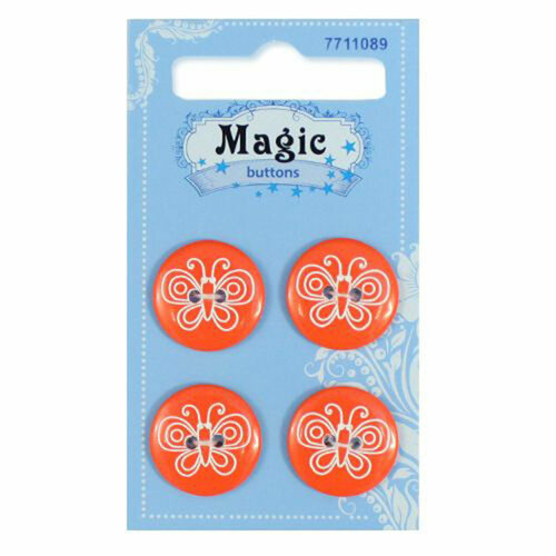 Пуговицы Magic Buttons 'Бабочка', 28L (18 мм), 2 прокола, пластик, 4 шт пуговицы magic buttons подарок 28l 18 мм 2 прокола пластик 4 шт