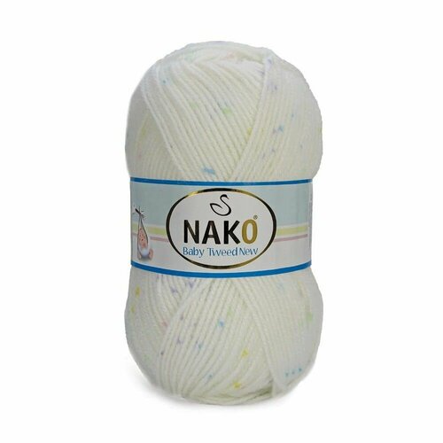 Пряжа BABY TWEED (NAKO), белый салат/лимон/сирень - 32838, 100% премиум акрил, 5 мотков, 100 г, 230 м.